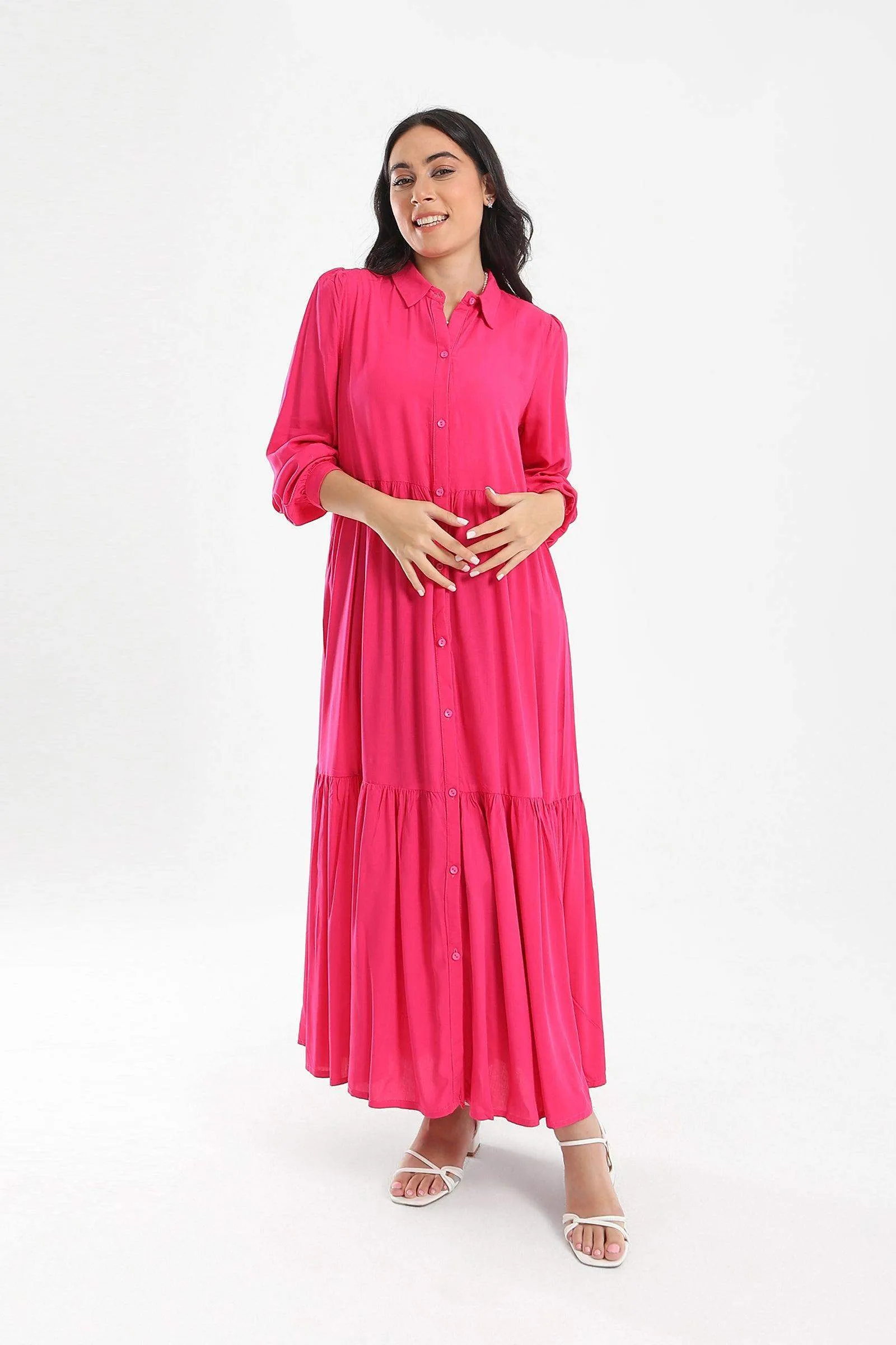 Tiered Maxi Shirt Dress