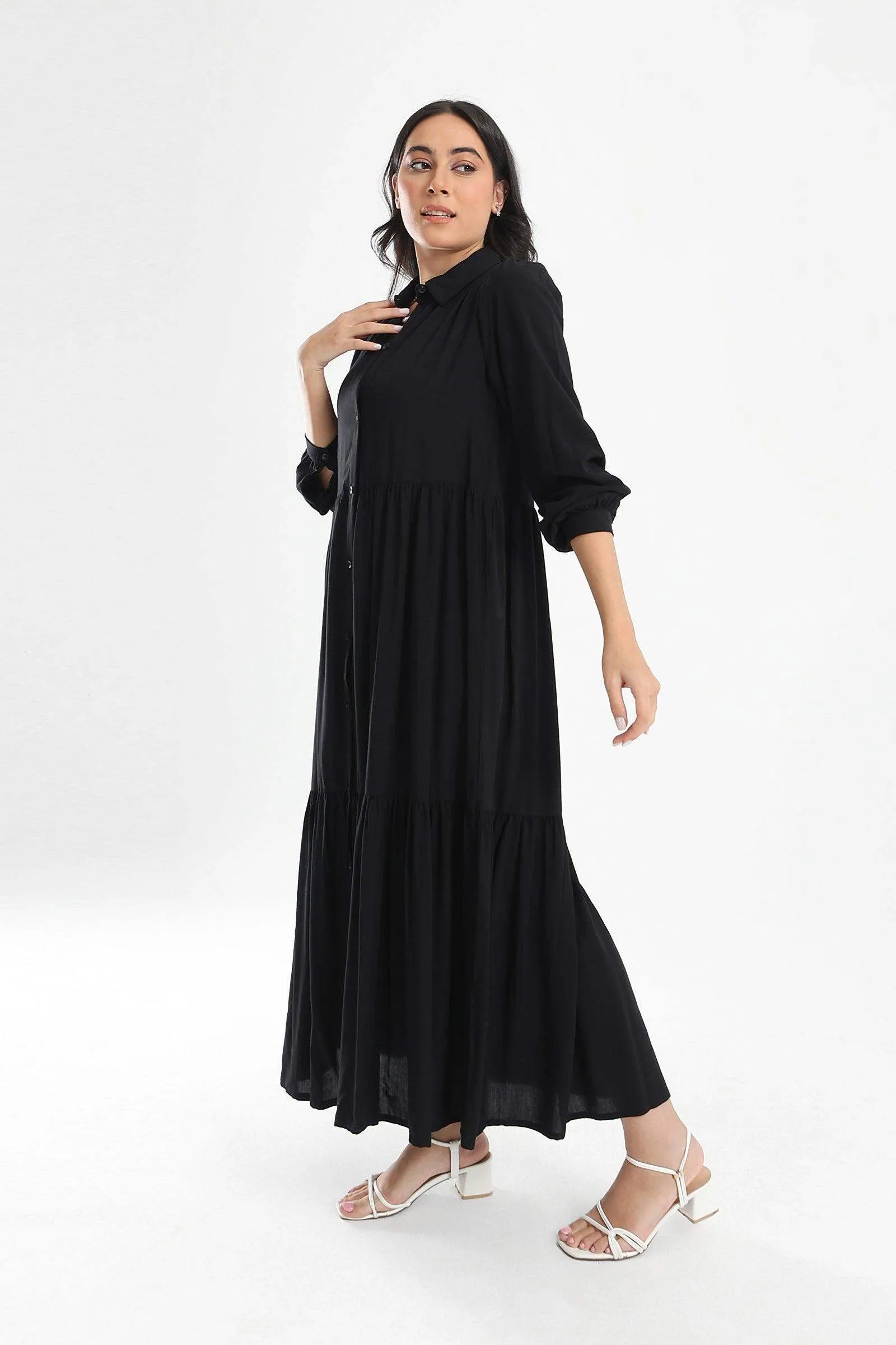 Tiered Maxi Shirt Dress