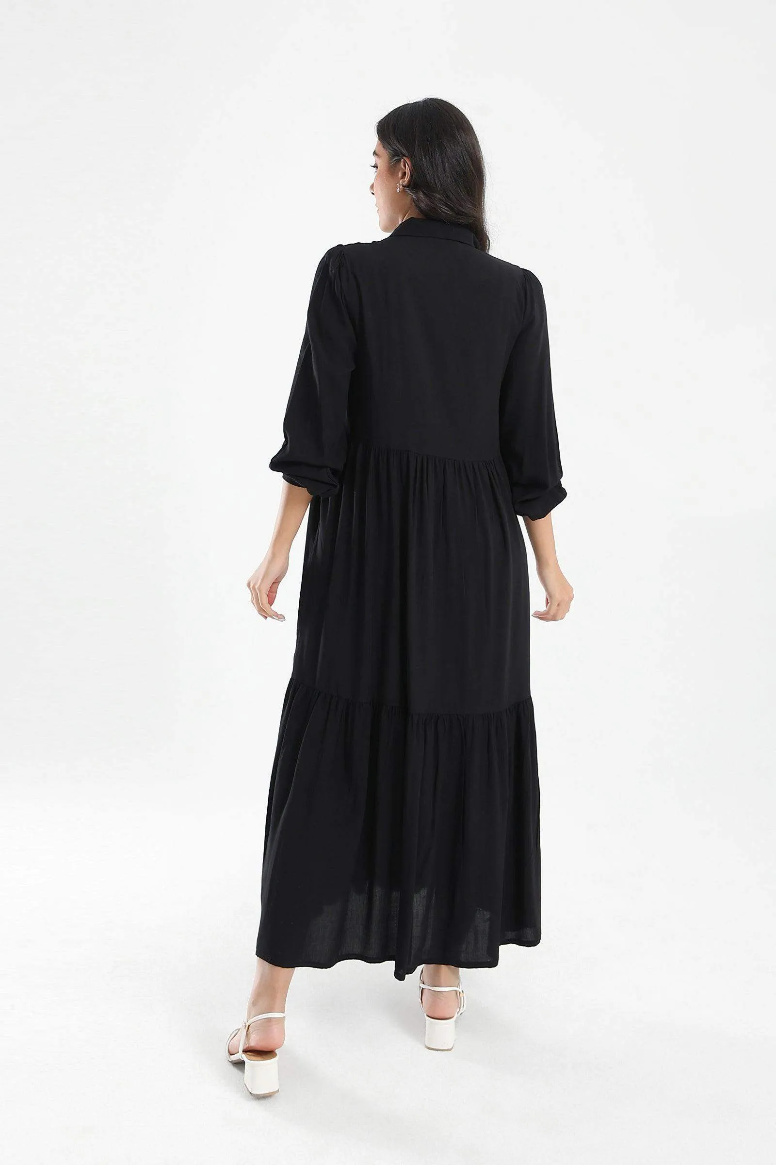 Tiered Maxi Shirt Dress