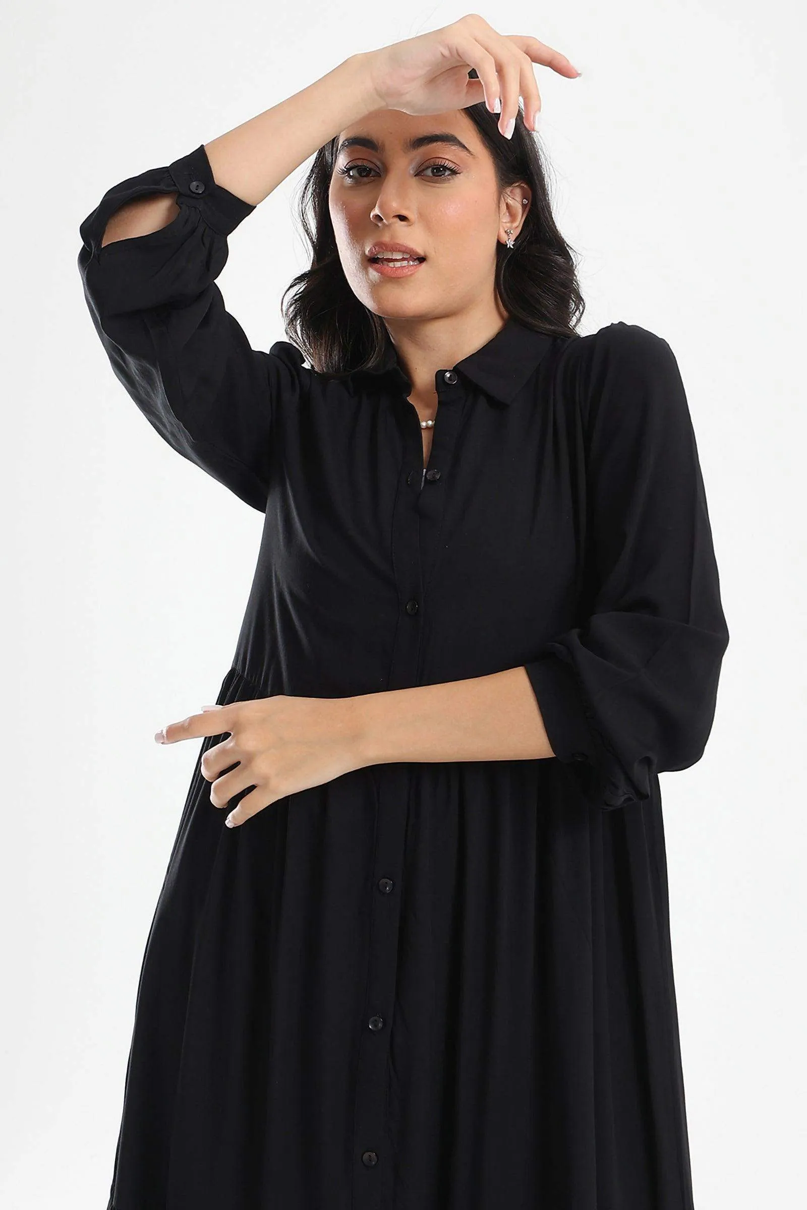 Tiered Maxi Shirt Dress