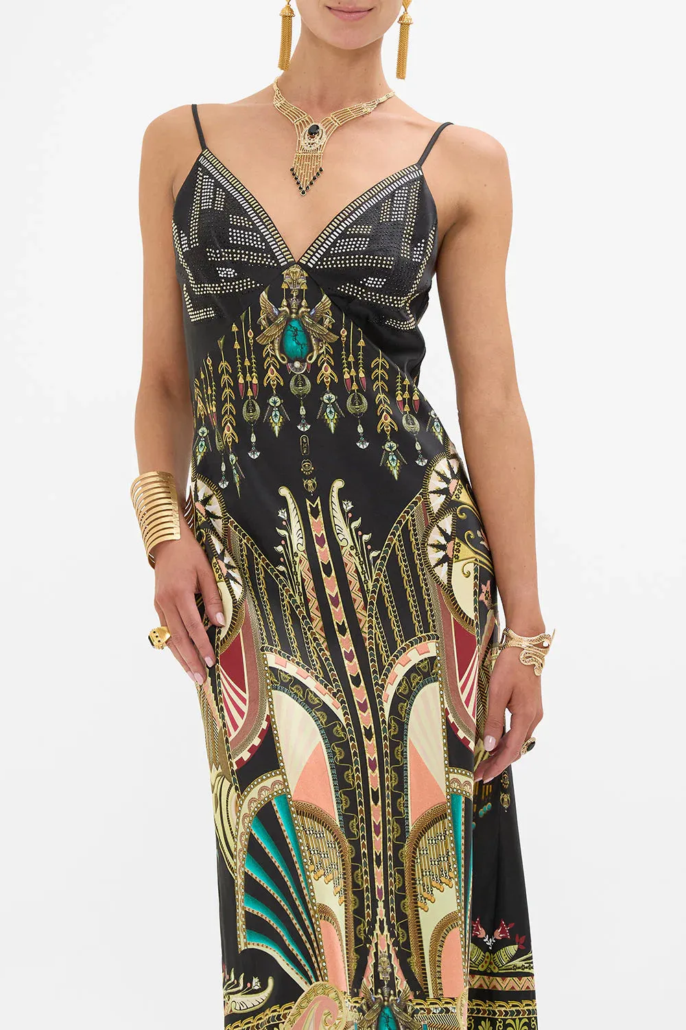 V Neck Full Length Bias Slip Dress - They Called Her Nefertari