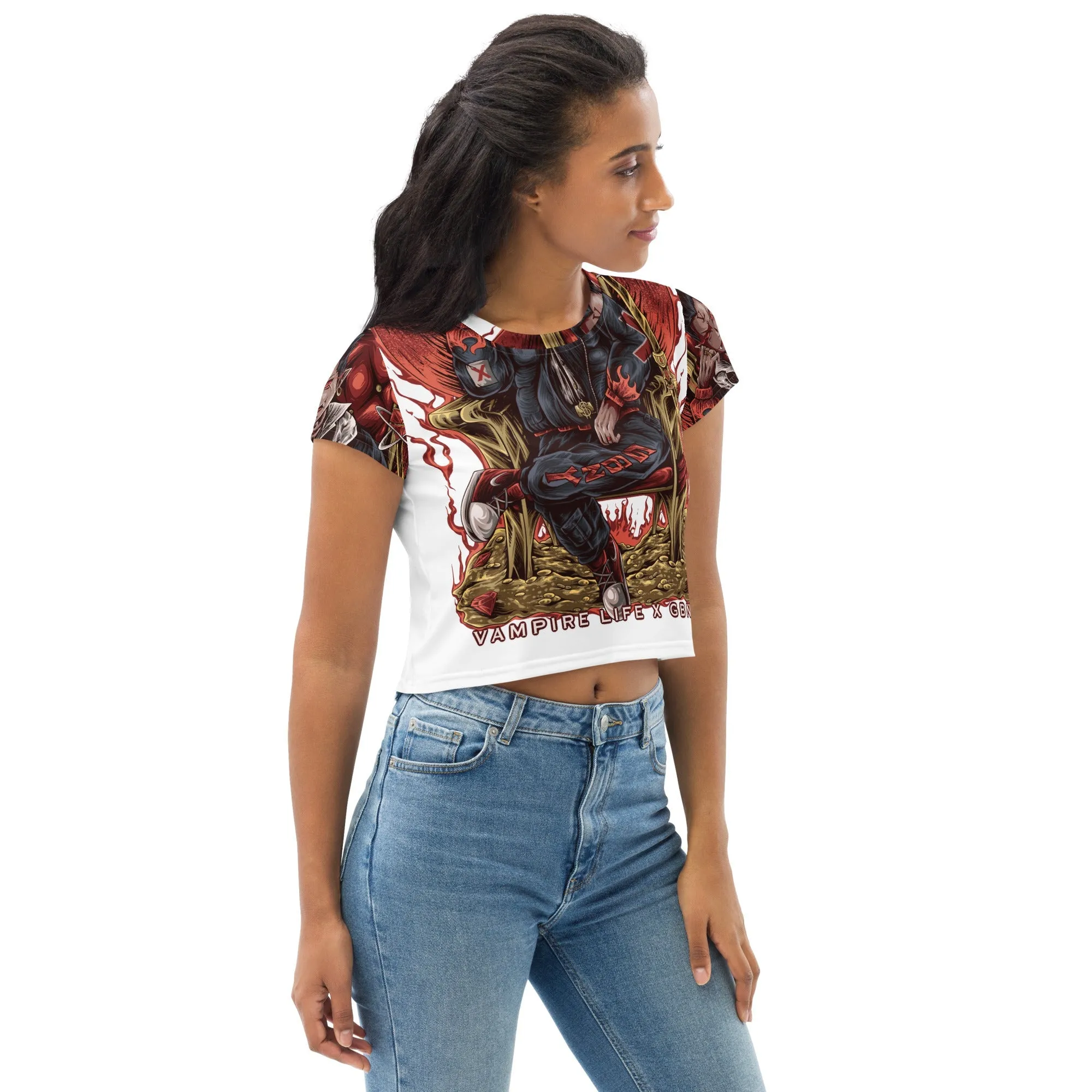 Vamp Life X GBNY "Vampires Throne" All-Over Print Crop Tee - Women's