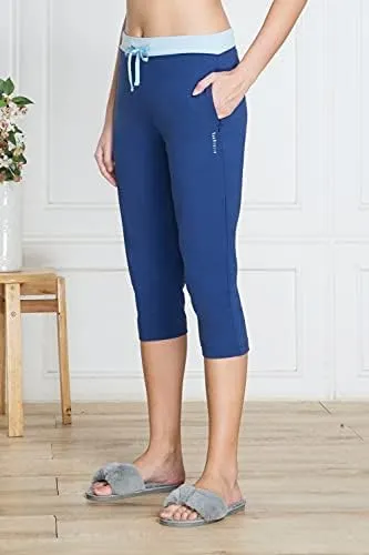 Van Heusen Women Lounge Capris - Drawstring Waist, Reflective Trim_55309_Twilight Blue_L