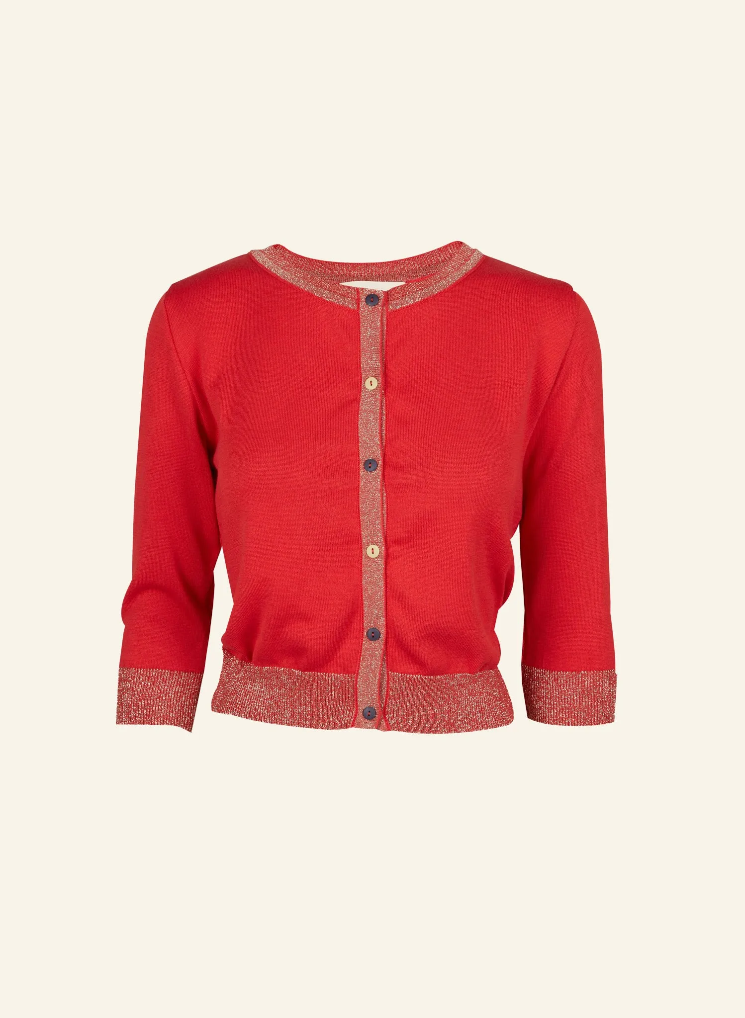 Vera - Red Sparkly - Organic Cotton Cardigan