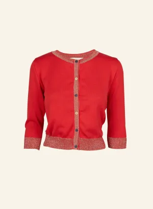 Vera - Red Sparkly - Organic Cotton Cardigan