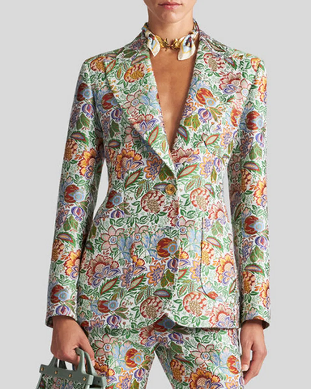 White Bouquet Printed Blazer