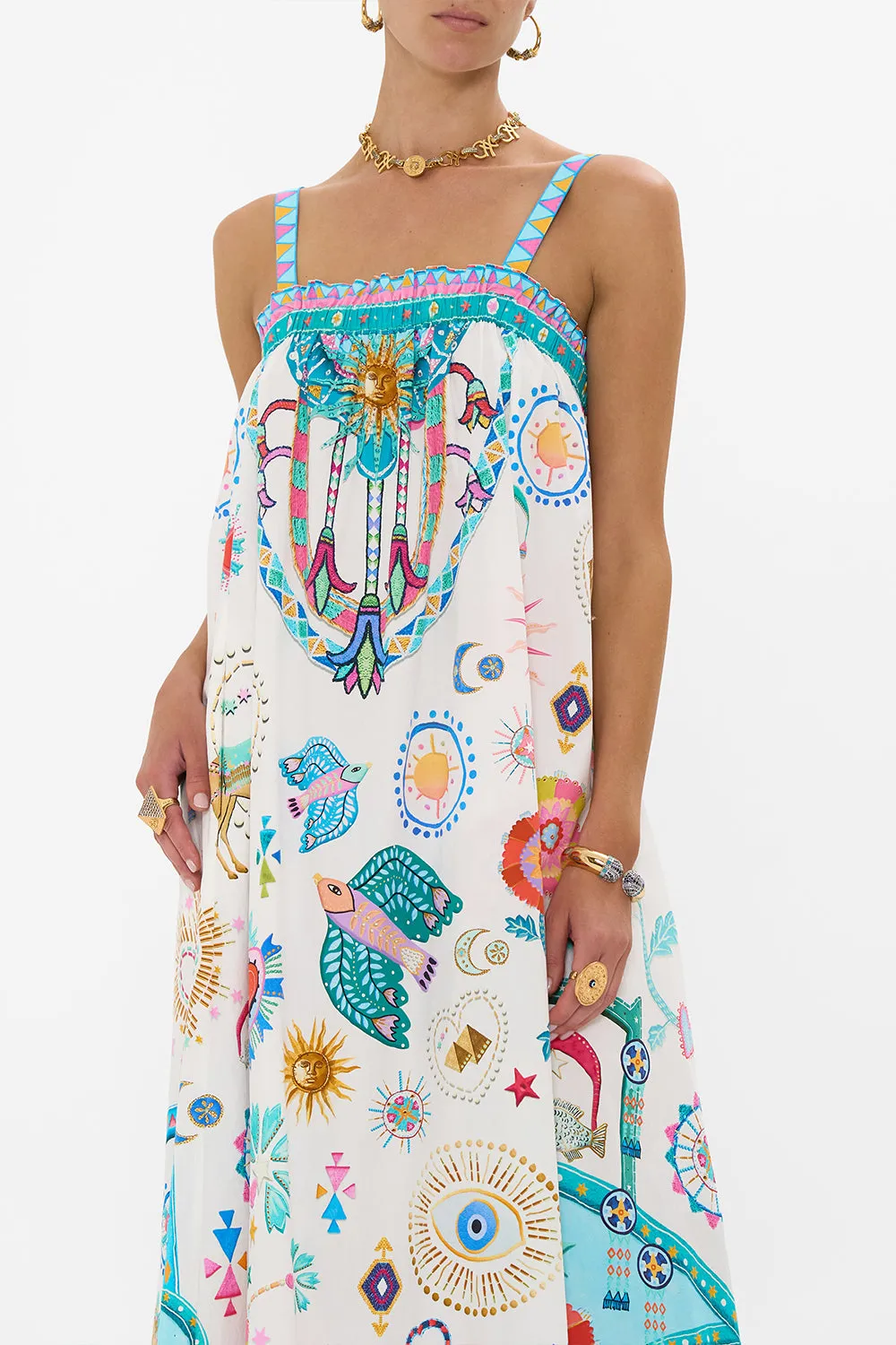 WIDE STRAP SUNDRESS LIVING IN COLOUR