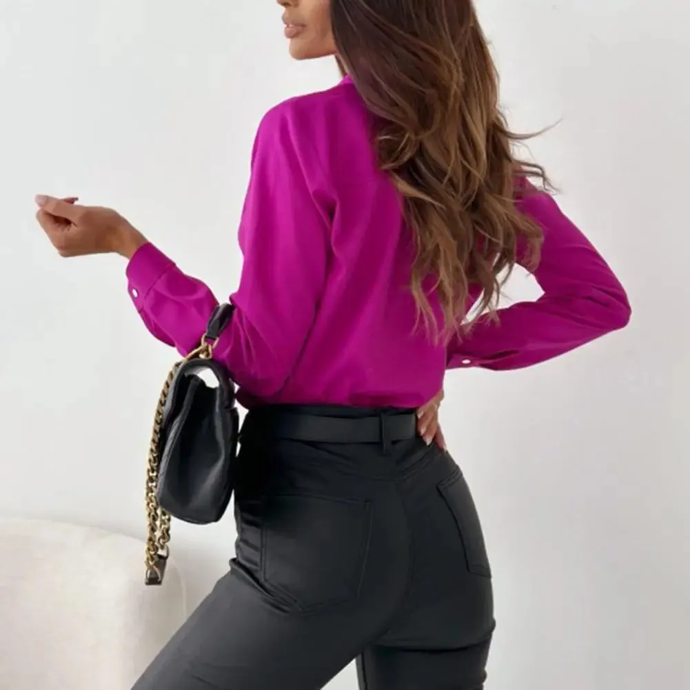 Women Slim Fit Shirt Single-breasted Elegant Blouse OL Commute Business Blouse