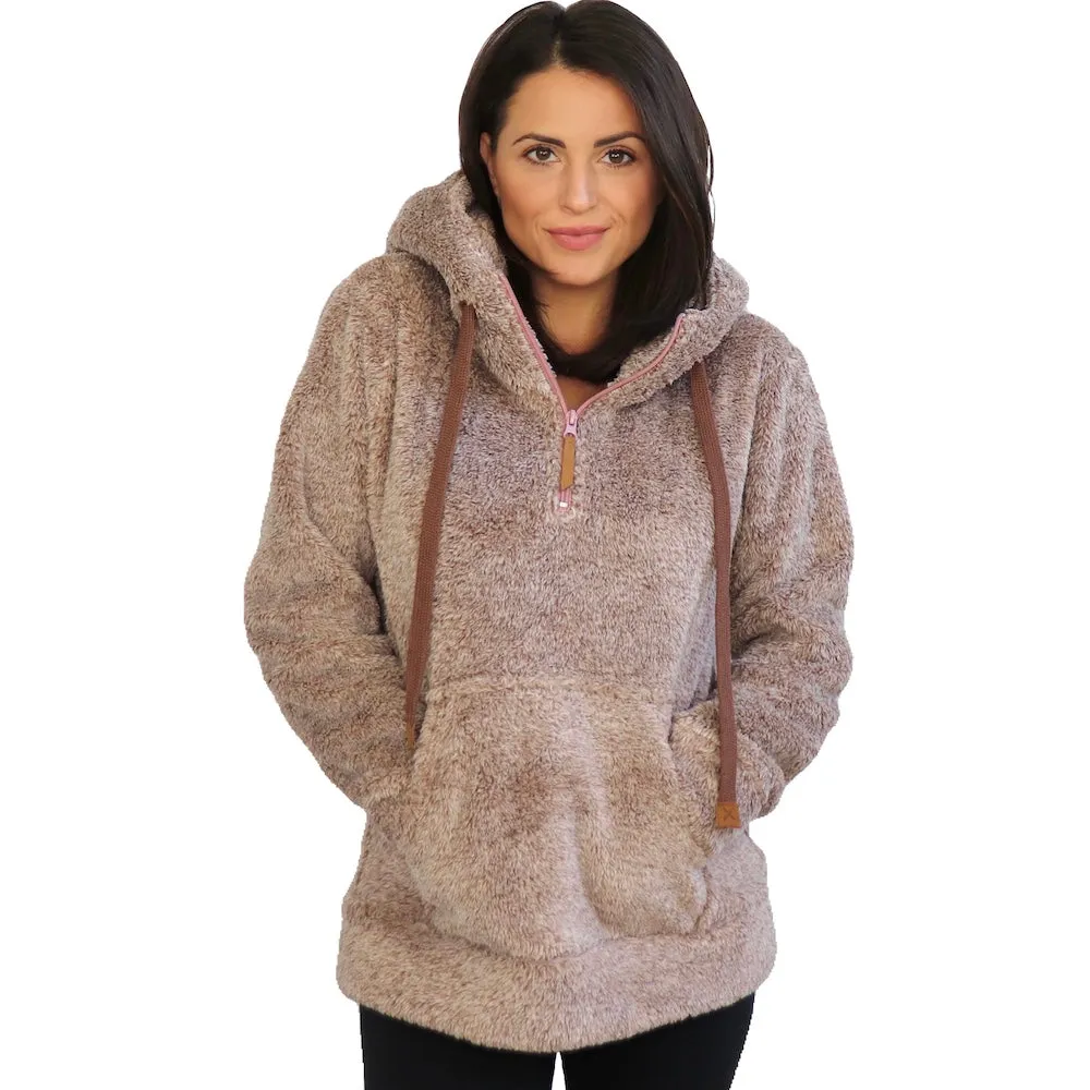 Women's Fuzzy Fleece 1/4 Zip Hoodie