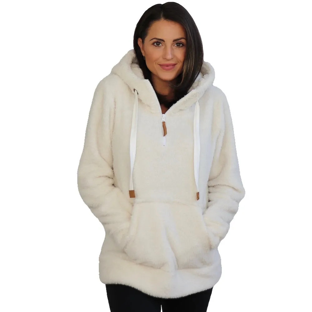 Women's Fuzzy Fleece 1/4 Zip Hoodie