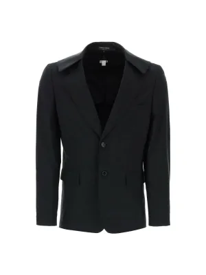 Wool Blazer with Satin Collar